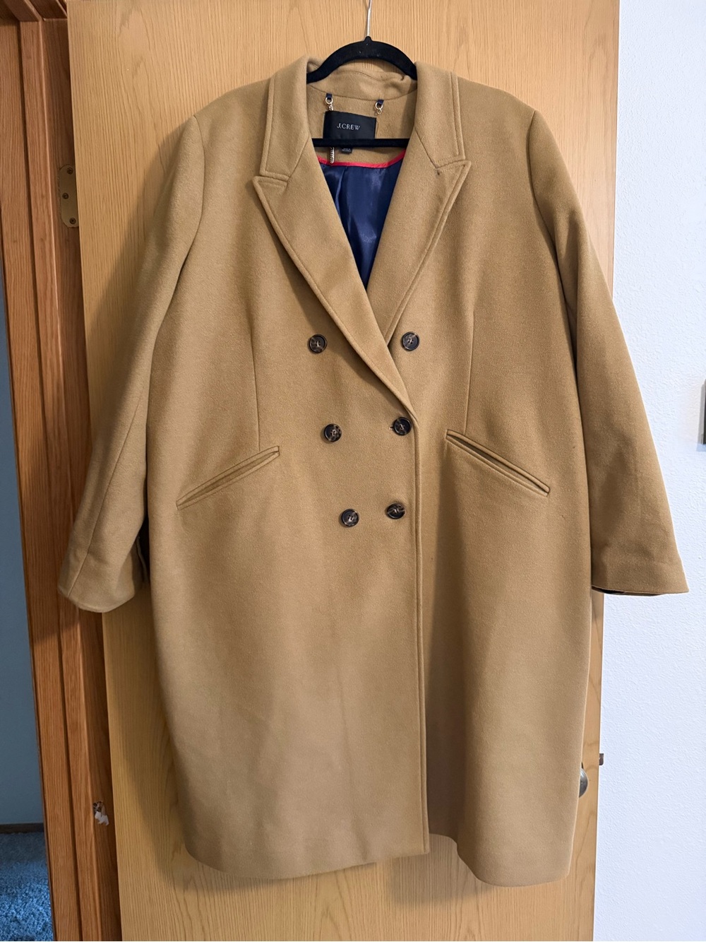 J. Crew Double-Breasted Camel Wool/Cashmere Coat